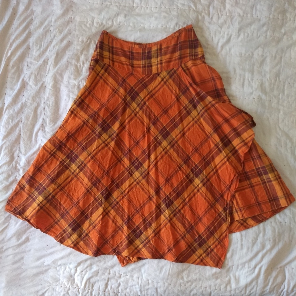 Orange Plaid Skirt